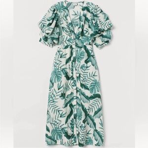 Johanna Ortiz H&M Linen tropical foliage dress size L
